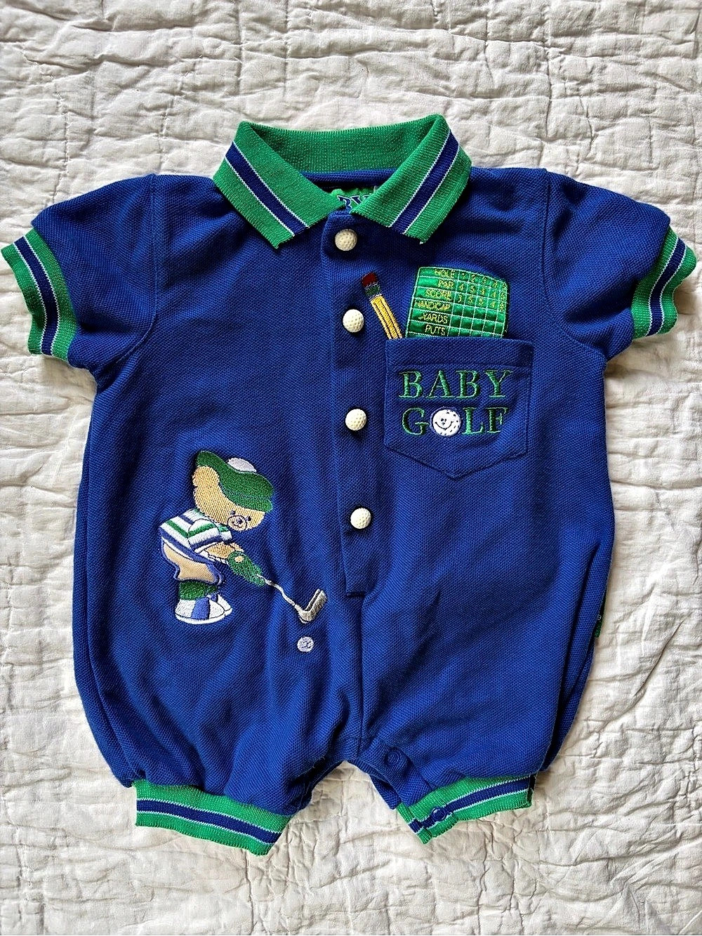 Vintage Baby Golf Polo Romper, 6-9 months